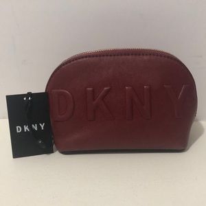 DKNY Tilly Leather Cosmetic Pouch Burgundy